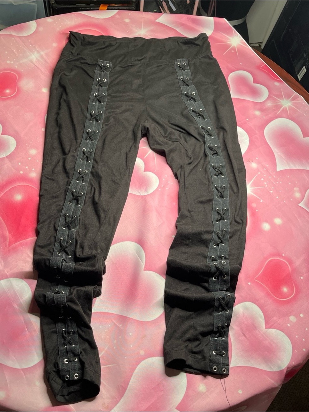 Black Lace-Up Leggings